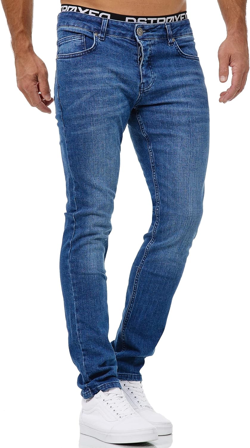 MERISH Jeans Herren Slim Fit Stretch Jeanshose Designer Hose Denim 9148-2100, 42W / 32L 1509-2 Blau