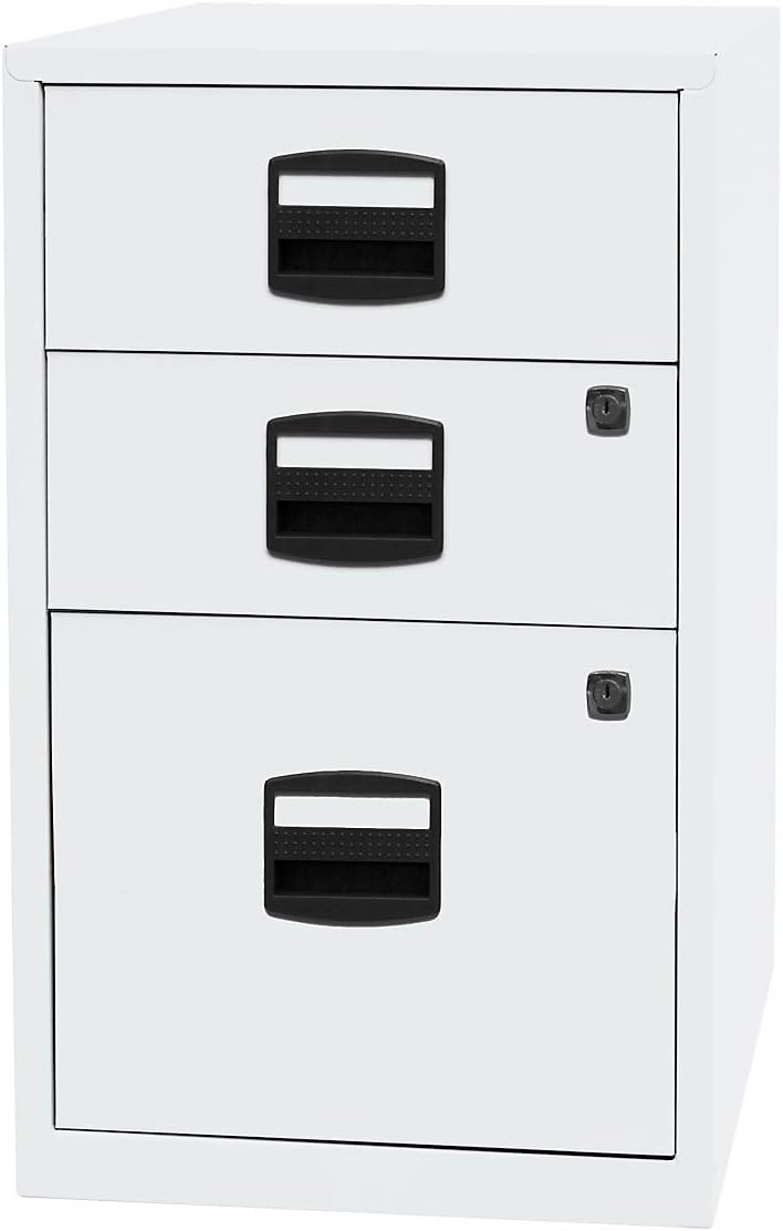 Bisley Home Beistellschrank PFA, 2 Universalschubladen, 1 HR-Schublade, Metall, 696 Verkehrsweiss, 4
