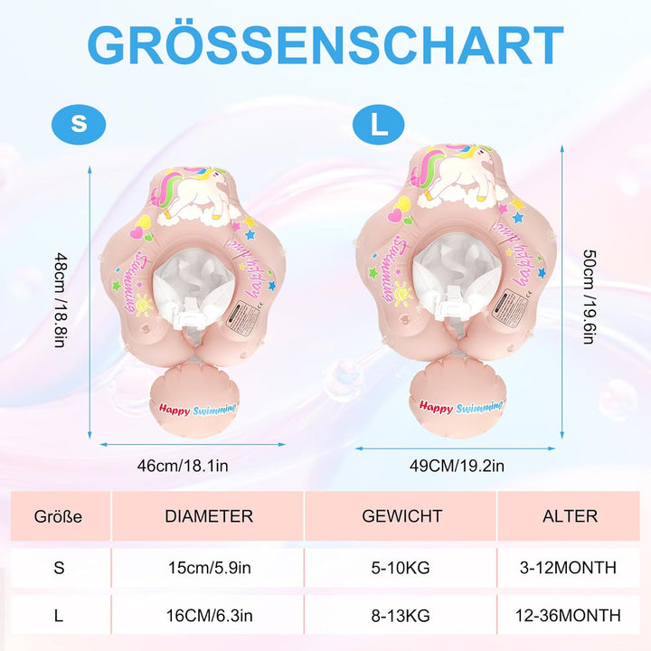 Schwimmring Baby mit Abnehmbarem Sonnendach, mit UPF50+ UV-Schutz, Aufblasbare Swim Float, Verstellb