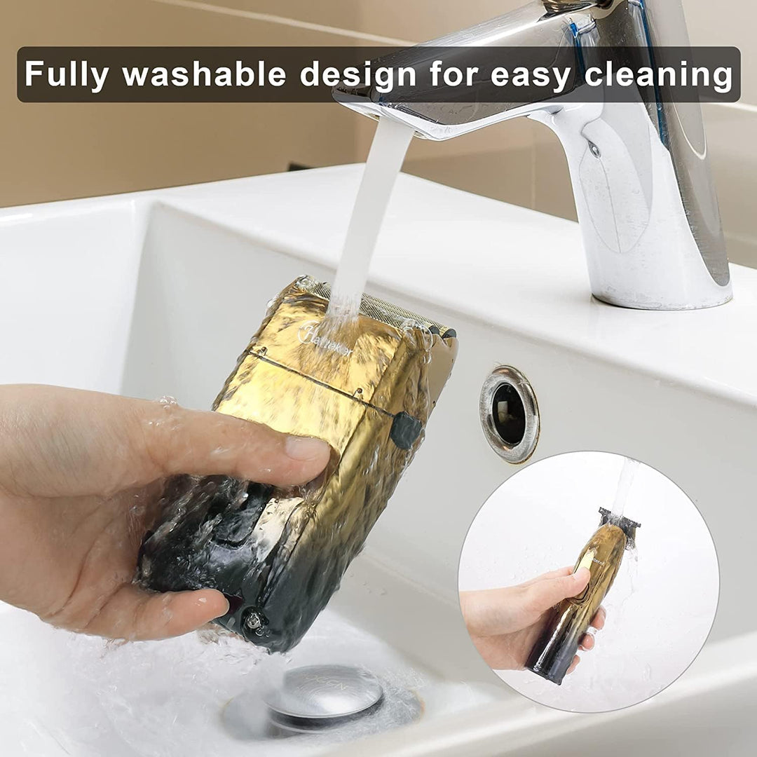 Hatteker Folienrasierer Rasierer Herren Elektrorasierer mit 3 flexiblen Klingen T-förmiger Trimmer B