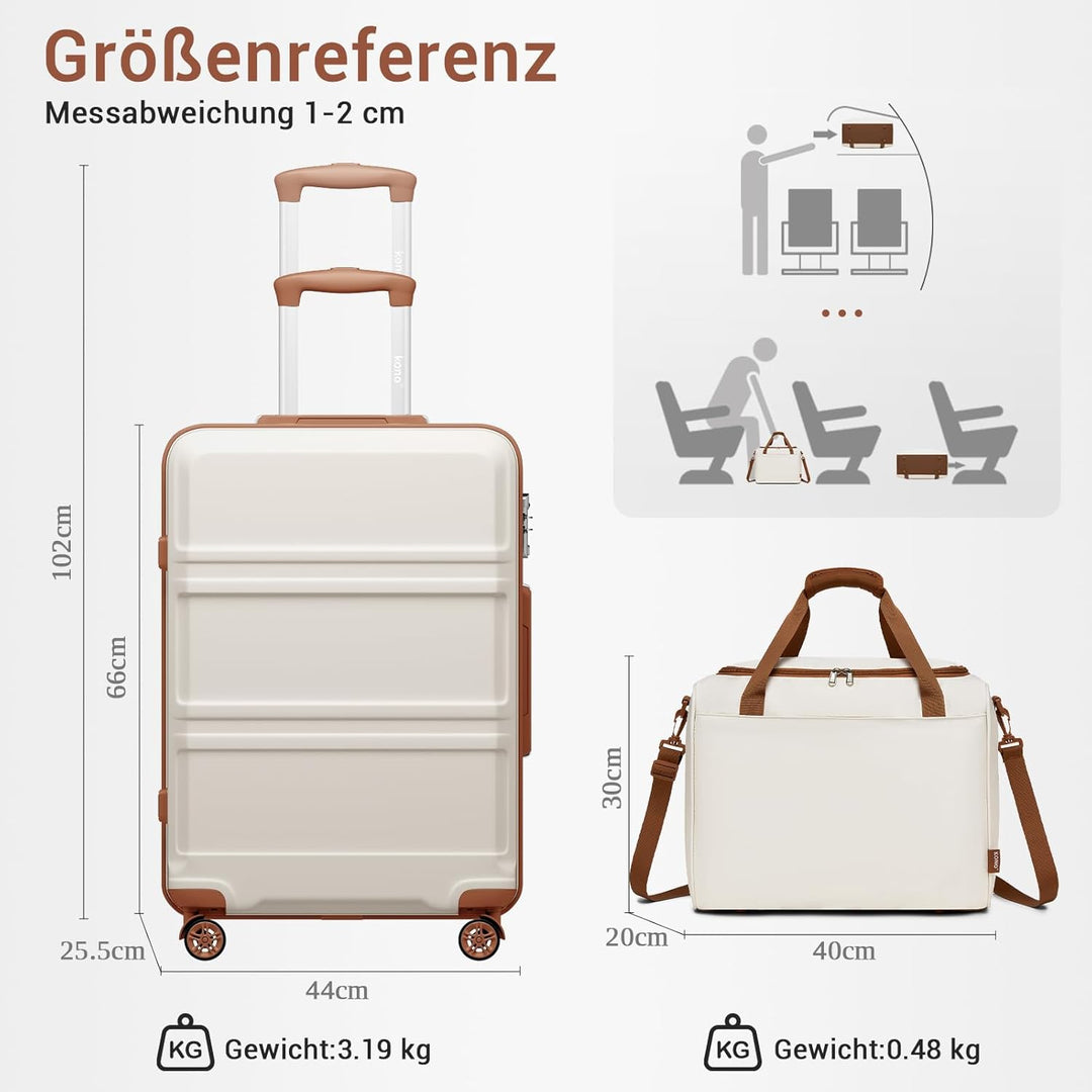 KONO Mittelgross Reisekoffer Rollkoffer Set Gepäcksets 2 Teilig, 65cm Mittelgross Trolley Koffer mit