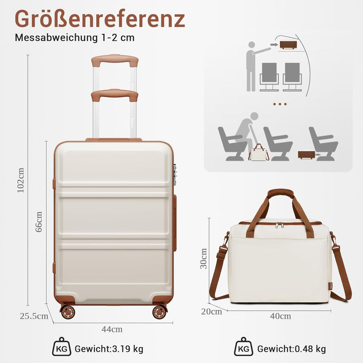 KONO Mittelgross Reisekoffer Rollkoffer Set Gepäcksets 2 Teilig, 65cm Mittelgross Trolley Koffer mit