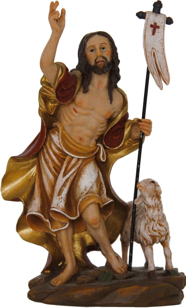 FADEDA Jesus Auferstehung mit Lamm/Höhe:14 cm/handbemalt/detailgetreue Krippen Figuren - Weihnachten