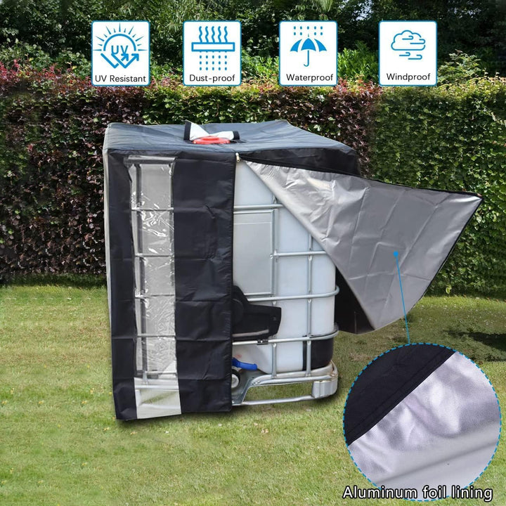 Abdeckung IBC Tank, IBC Tank Abdeckung Wassertank 1000L,Wassertank Schutzhülle mit Reissverschluss K