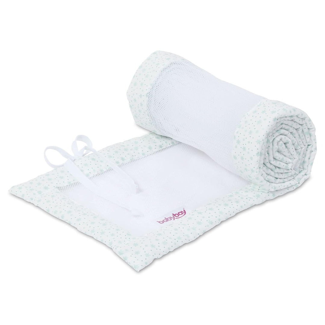 babybay Nestchen Mesh passend für Modell Boxspring XXL, weiss Glitzersterne mint