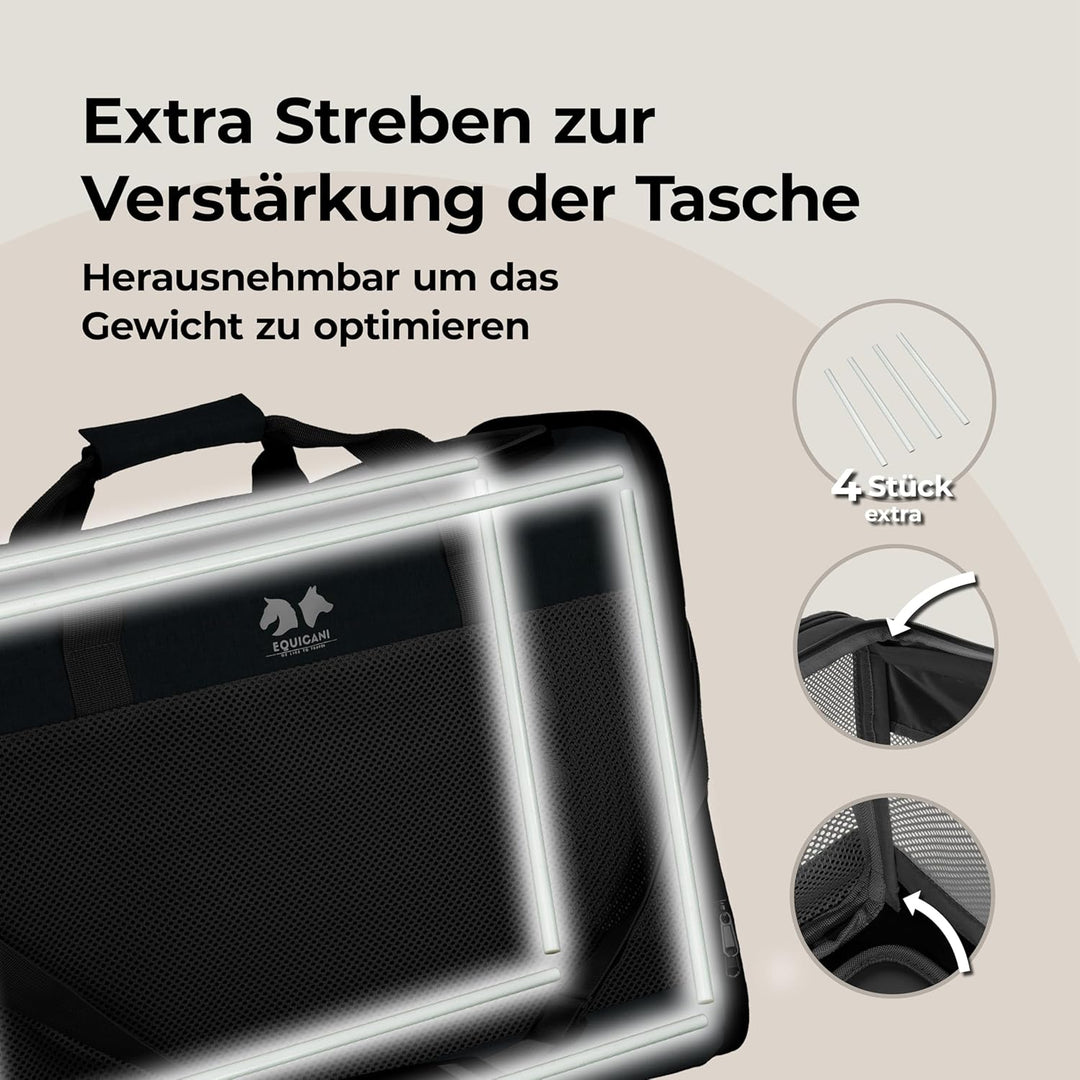 EQUICANI® Hundetasche 55x40x23 cm Flugzeug Faltbare leichte Tragetasche mit Netzstoff, Tragegurt und