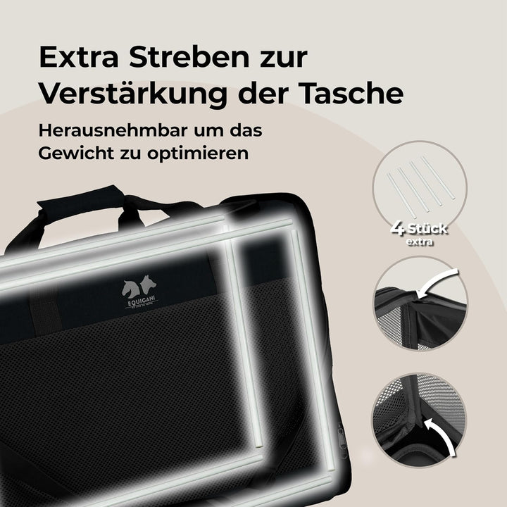 EQUICANI® Hundetasche 55x40x23 cm Flugzeug Faltbare leichte Tragetasche mit Netzstoff, Tragegurt und