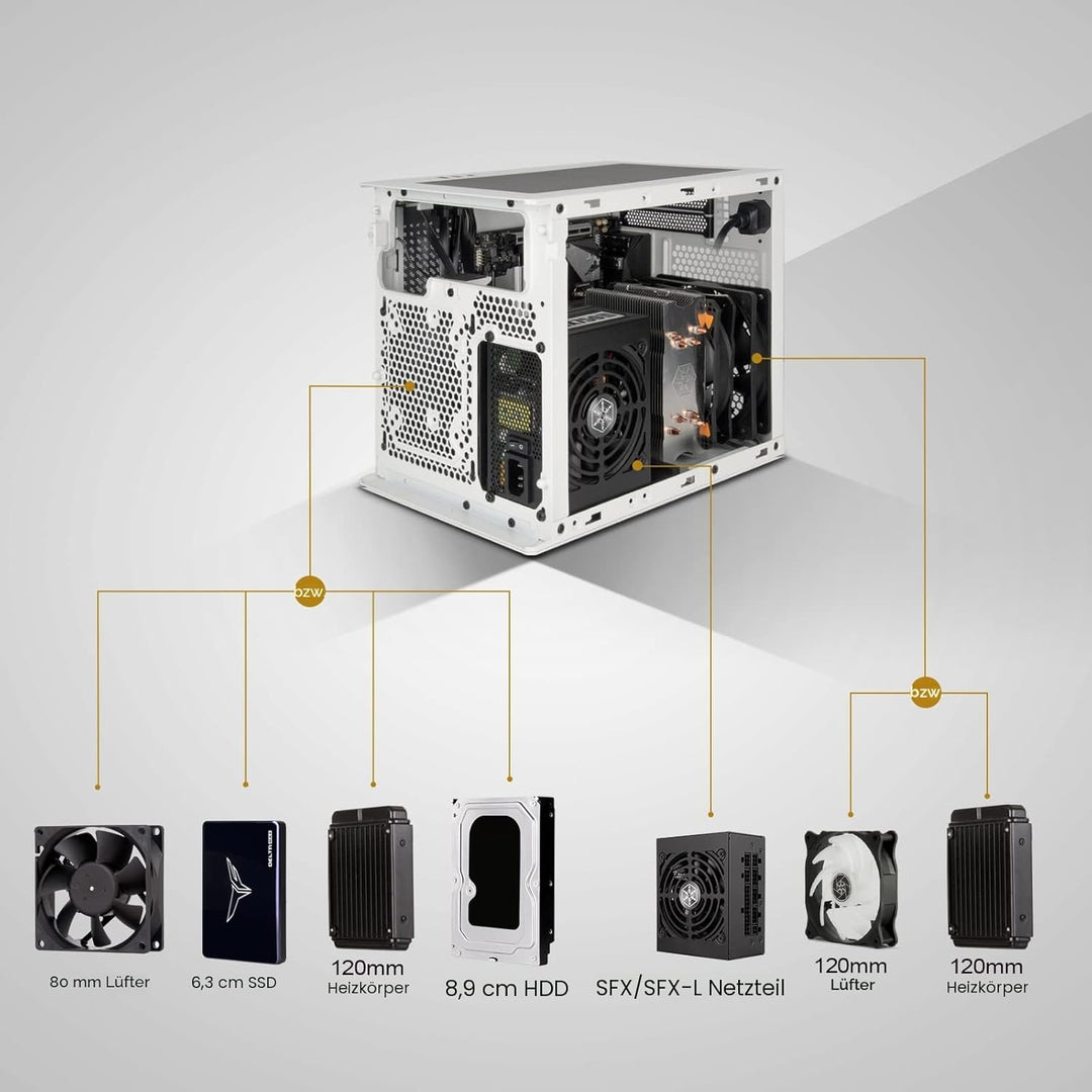 SilverStone Technology SUGO 16, weiss, Mini-ITX-Cube-Gehäuse ganz aus Stahl, SST-SG16W (weiss)