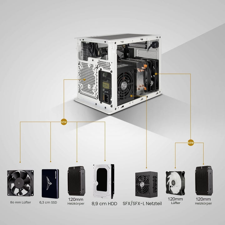 SilverStone Technology SUGO 16, weiss, Mini-ITX-Cube-Gehäuse ganz aus Stahl, SST-SG16W (weiss)