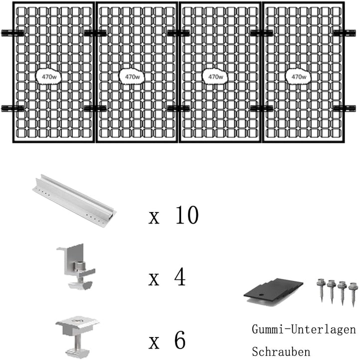 Solarmodul Alu Halterung Befestigungssystem Trapezblech PV Befestigungsschiene Schiene 400MM Endklem