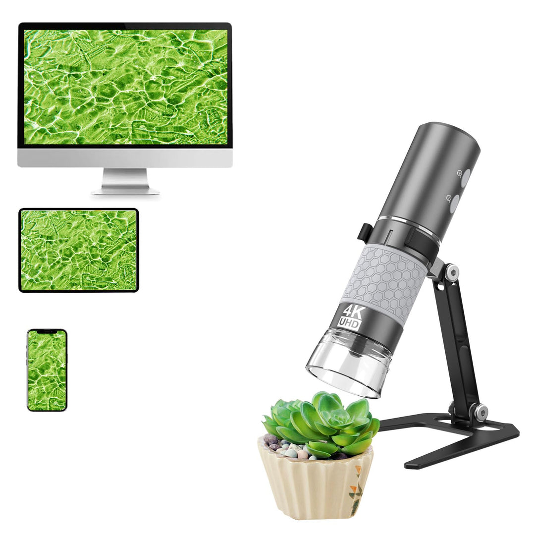 WiFi Digital Mikroskop, Kabelloses Tragbares Handmikroskop mit 4K-HD-Kamera, 50-1000X Vergrösserung,