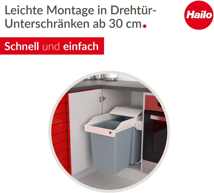 Hailo 3659-001 Multi-Box 2x15 Mülltrennungs-System S,, Weiss