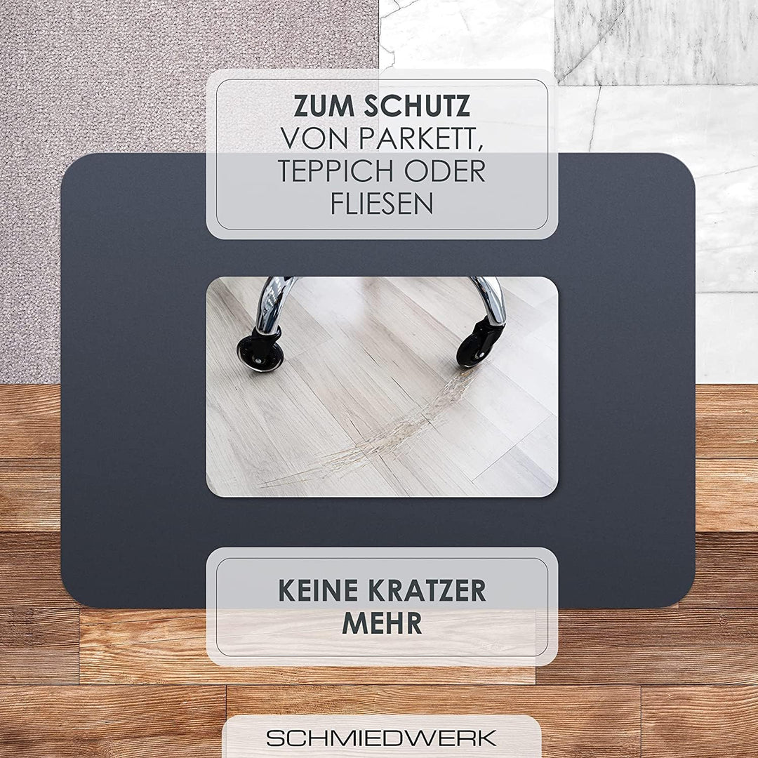 Bodenschutzmatte farbig | Bürostuhl Unterlage | Kratzfest | Made in Germany (Anthrazit, 100 x 120cm)