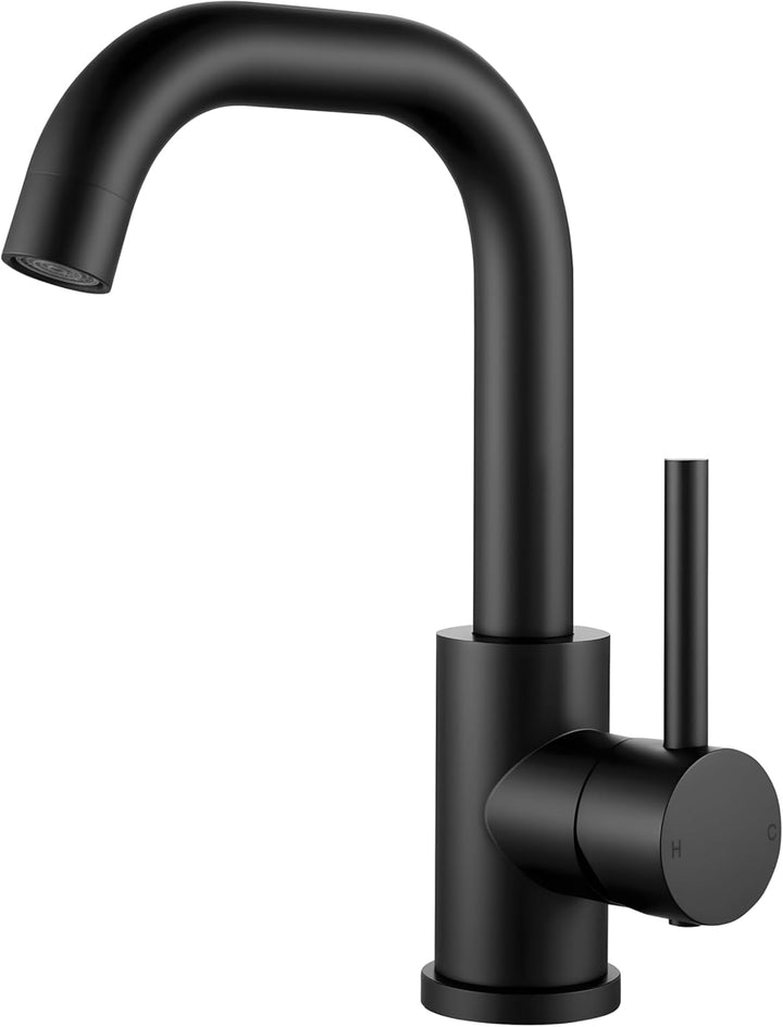 Wasserhahn Bad Schwarz, Edelstahl Waschtischarmatur Schwarz, 360° Drehbar Armatur Waschbecken für Ba