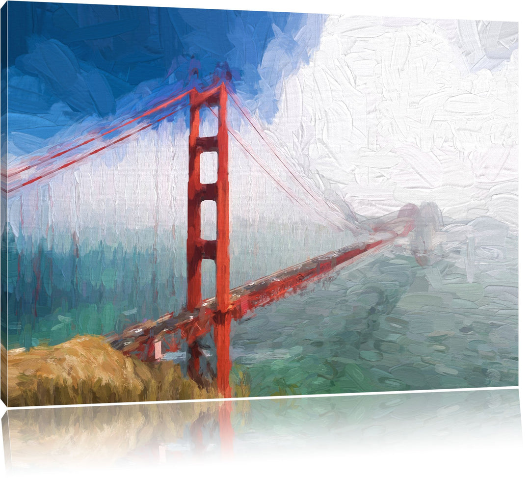 Pixxprint Golden Gate Bridge San Francisco als Leinwandbild/Grösse: 100x70 cm/Wandbild/Kunstdruck/fe