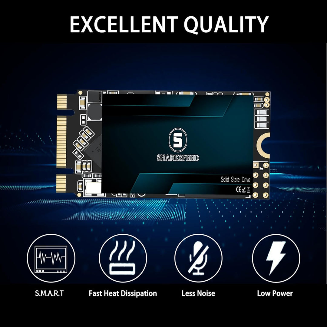 SHARKSPEED SSD 2TB M.2 2242 42mm SATA3 Festplatte Intern Solid State Drive für Laptops und Desktops