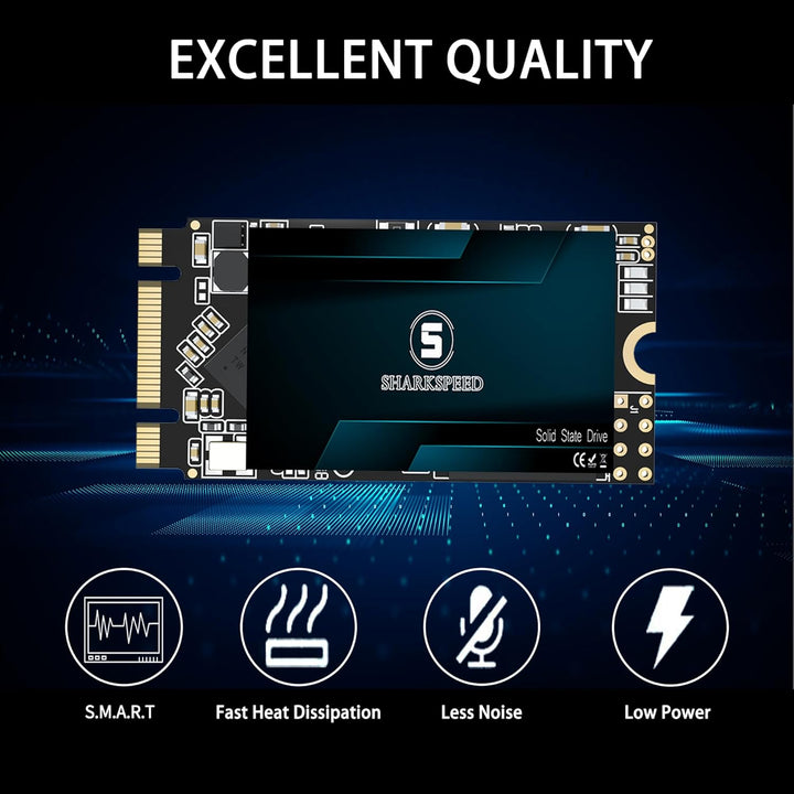SHARKSPEED SSD 2TB M.2 2242 42mm SATA3 Festplatte Intern Solid State Drive für Laptops und Desktops