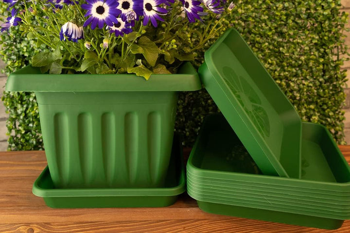 Home Garden Ornaments – Quadratische Blumentopf-Untersetzer, Set aus 5 eckigen Auffangschalen für Pf