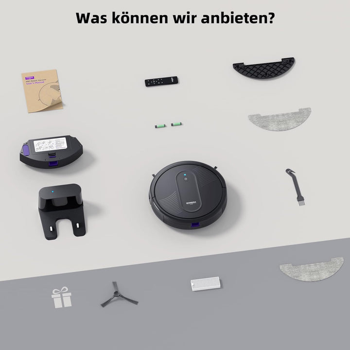 MONSGA Saugroboter mit Wischfunktion 4000PA, Saug und Wischroboter 3 in 1,140Min Laufzeit, 2 Bürsten