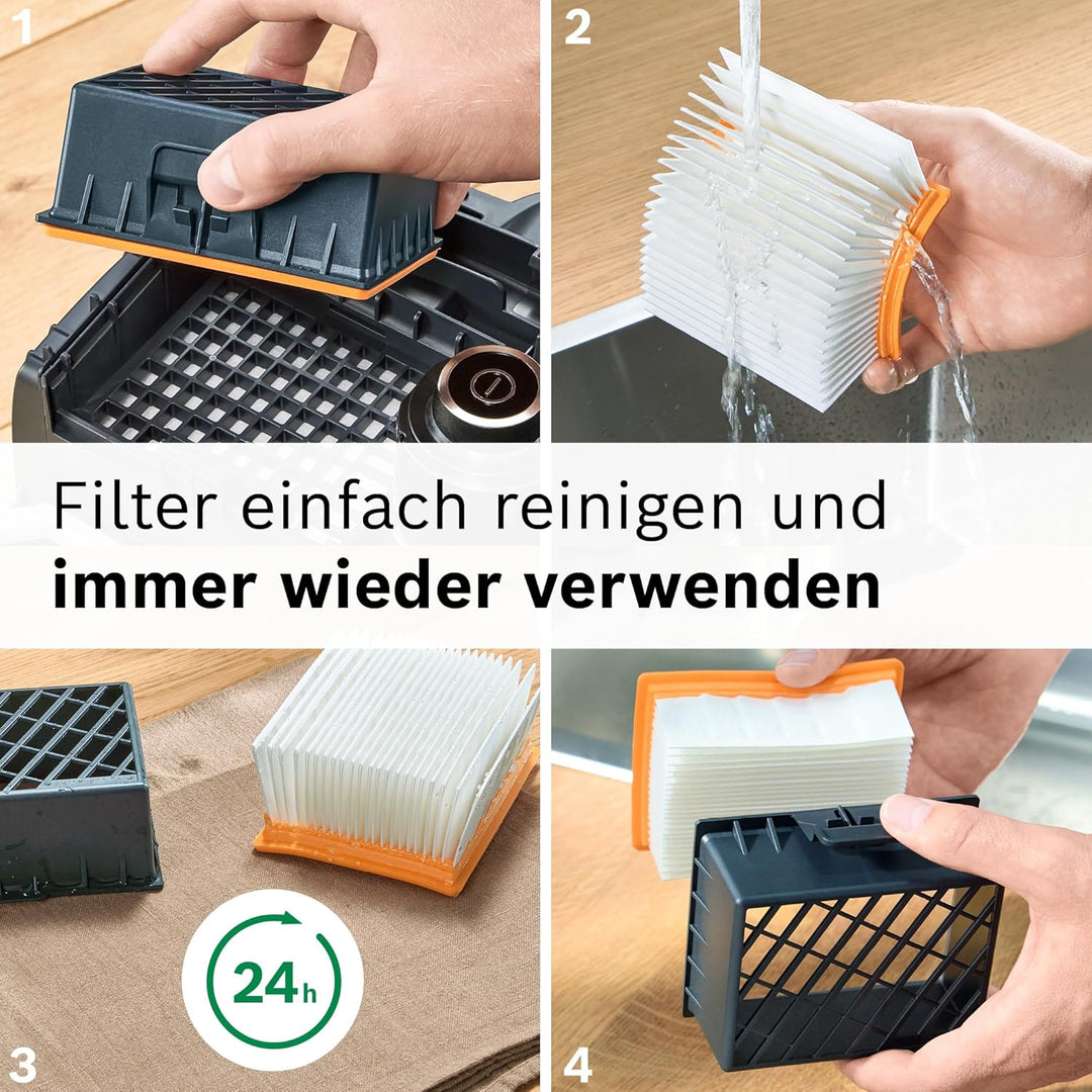 Bosch Serie 4 BGB41WH1 Staubsauger mit Beutel, Reichweite 11 m, Staubbeutel XL, Stoffdüse, Schlitzdü