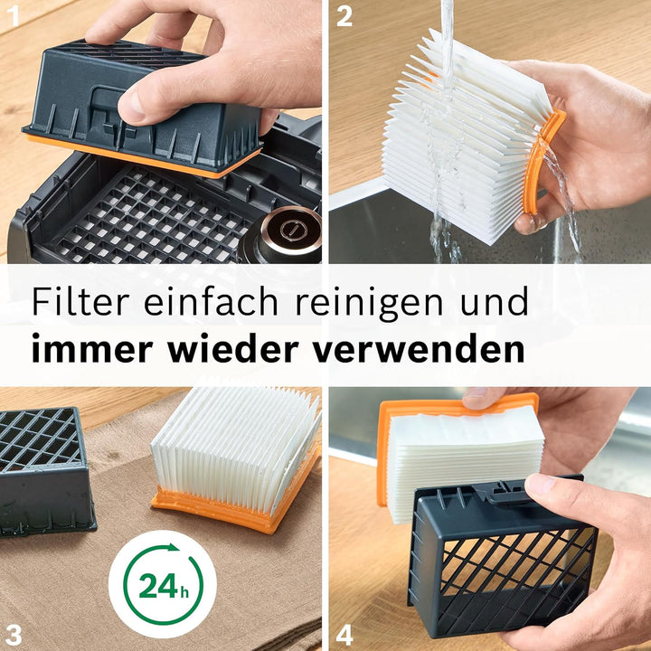 Bosch Serie 4 BGB41WH1 Staubsauger mit Beutel, Reichweite 11 m, Staubbeutel XL, Stoffdüse, Schlitzdü