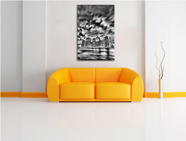 Pixxprint Monocrome, Skyline New York - Blick vom Dach des Empire State Building, Format: 100x70 auf