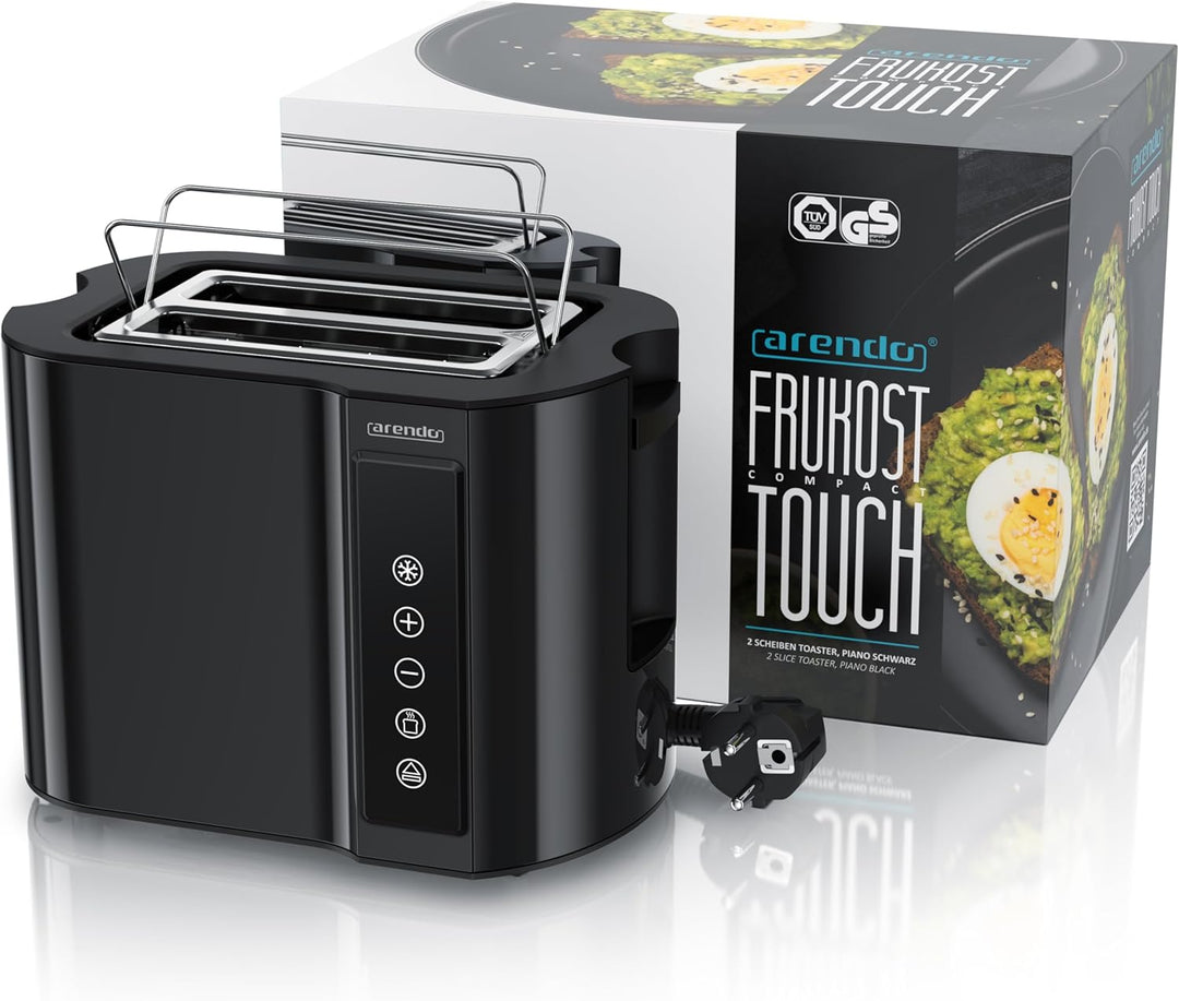 Arendo - Touch Toaster 2 Scheiben Edelstahl - Touchpanel - digital Display Restzeitanzeige - 800 W –