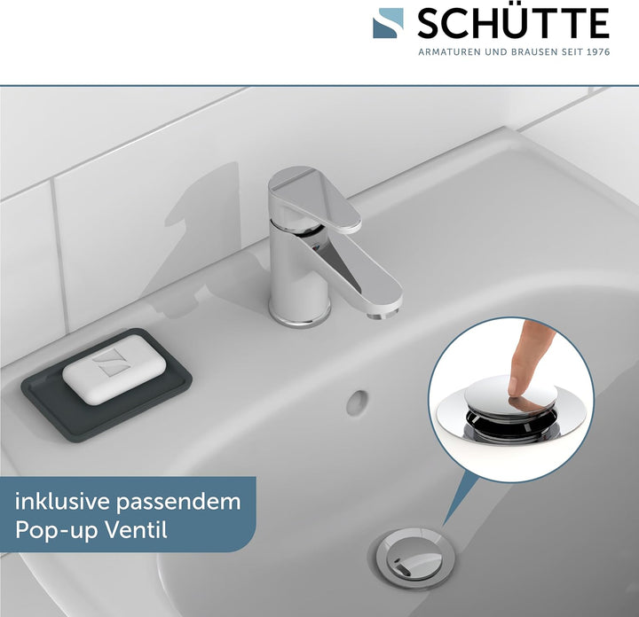 SCHÜTTE 34710 ALASKA Badarmatur mit Ablaufgarnitur, Waschtischarmatur, Einhebelmischer Mischbatterie