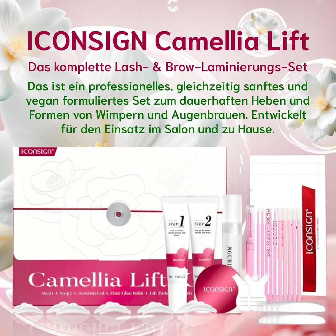 P-Beauty Camellia Wimpernlifting & Augenbrauenlifting SET - vegane Formel mit Kamelienextrakt - Wimp