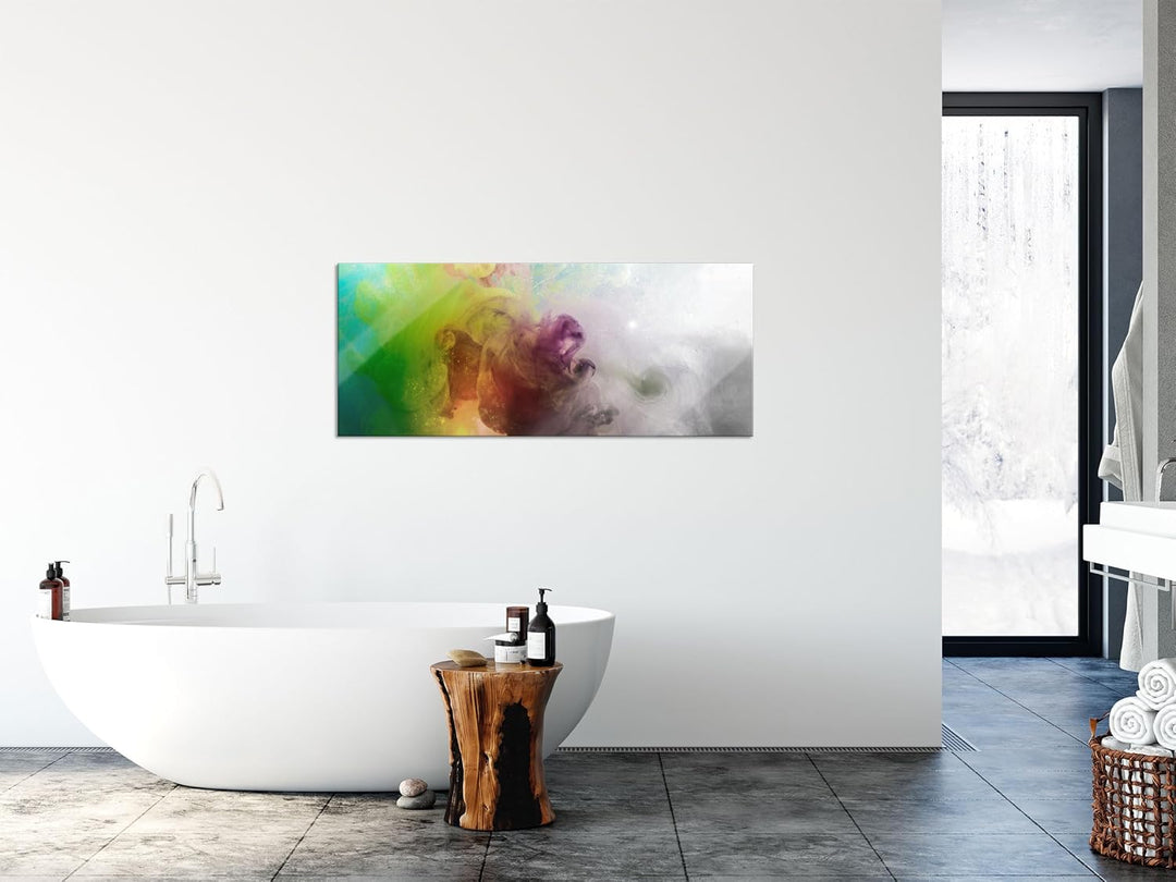 Glasbild Panorama | Wandbild aus Echtglas | mystisch verfärbte Wirbel | 120x50 cm | inkl. Aufhängung