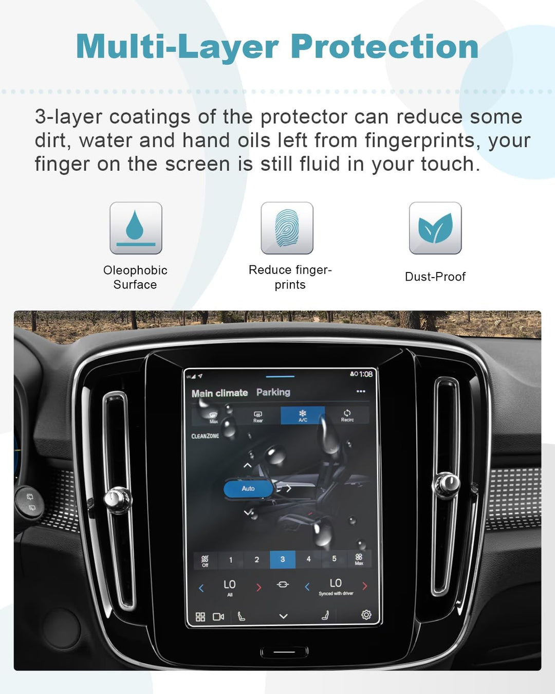 CDEFG Kompatibel mit Volvo EX40 EV 2024 Navigation Schutzfolie 4H Kratzfest 9 Zoll GPS Displayschutz