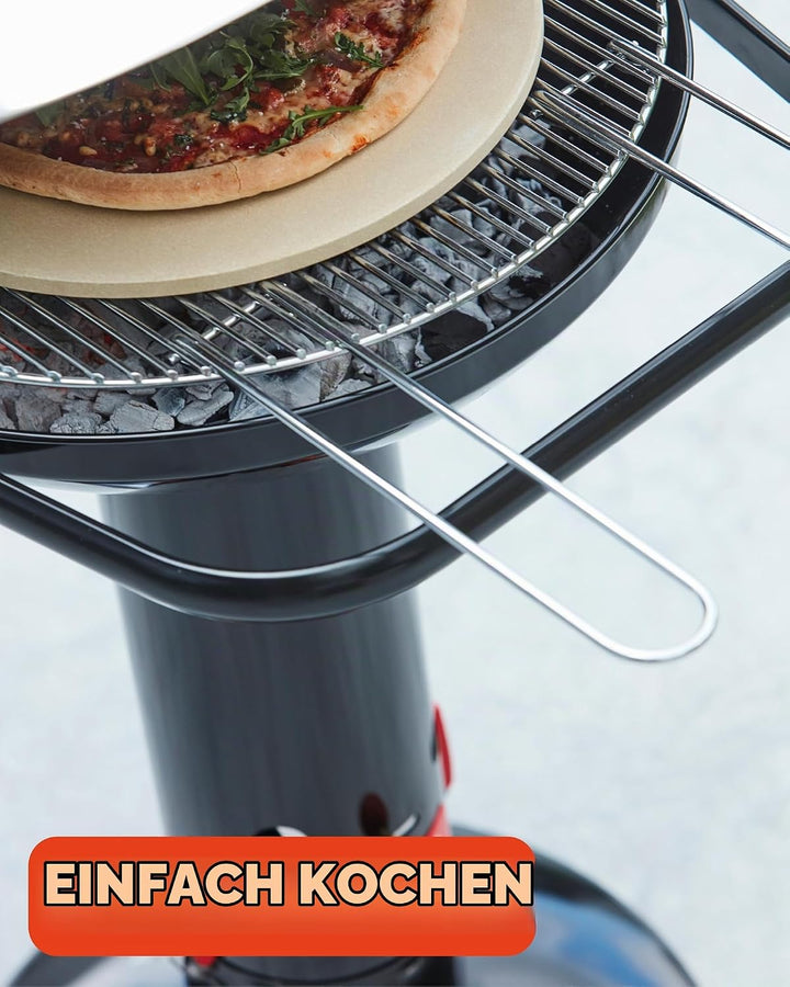 Barbecook Holzkohlegrill BBQ mit Windschutz, Säulengrill rund Standgrill mit Quick-Start und Quick-S