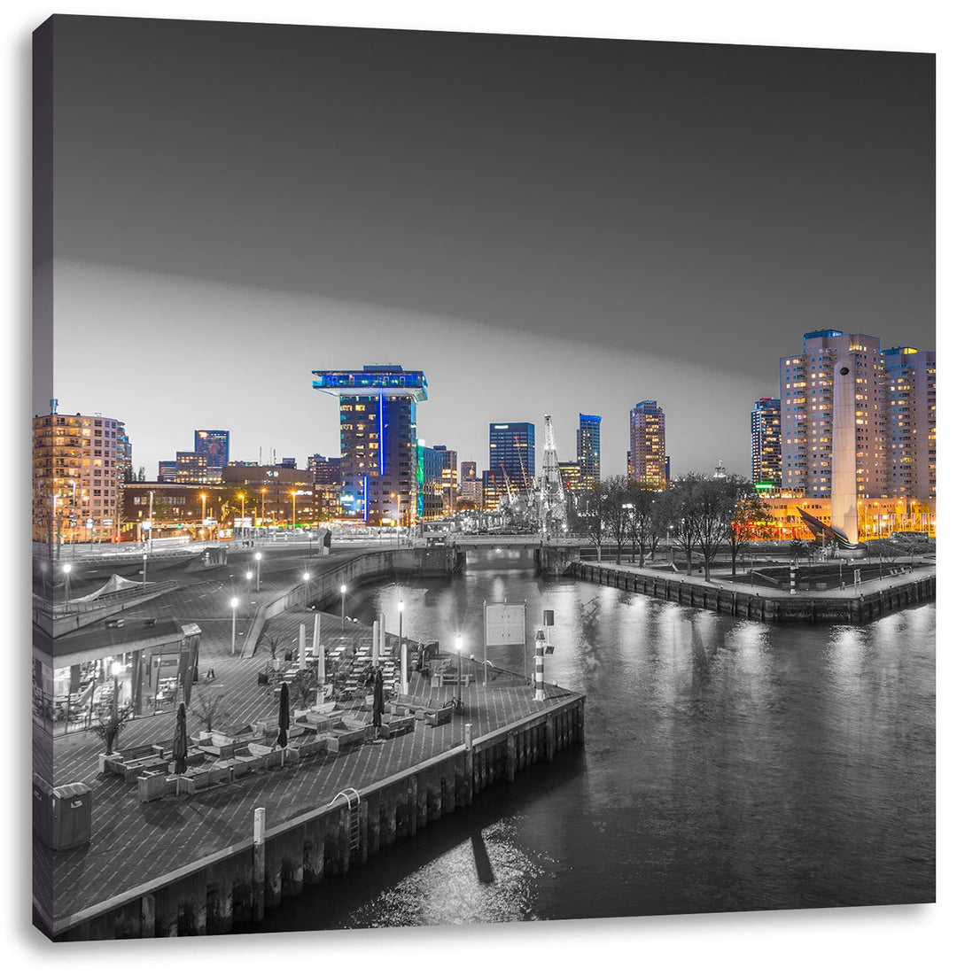 Pixxprint Ausblick auf Rotterdam als Leinwandbild Quadratisch/Grösse: 70x70 / Wandbild/Kunstdruck/fe