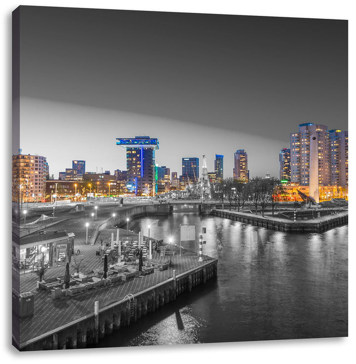 Pixxprint Ausblick auf Rotterdam als Leinwandbild Quadratisch/Grösse: 70x70 / Wandbild/Kunstdruck/fe