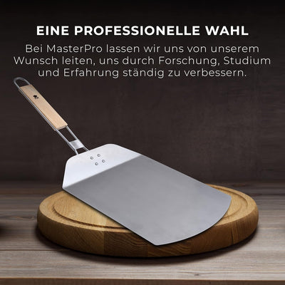 MasterPro Foodies | Pizzaschieber | Pizzaschieber aus Edelstahl | Abmessungen 57,8 x 24,3 x 3,4 cm |