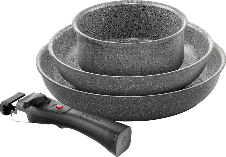 BALLARINI Torre Bratpfannen-Set (24 und 28 cm) und Stieltopf (16 cm), Mit abnehmbarem Griff, Keramik