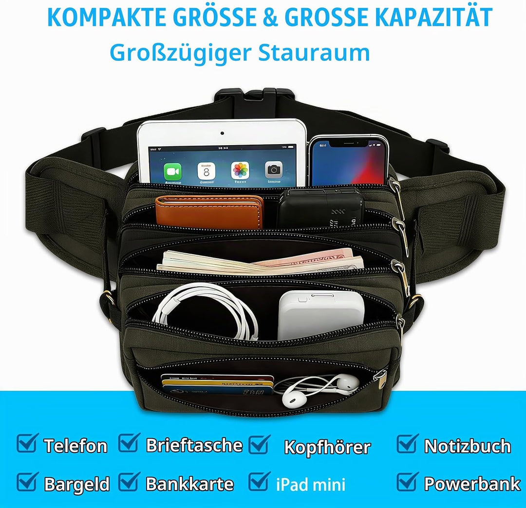 Bauchtasche Grosse Kapazität für Herren Damen, SUNSEATON Gürteltasche,Multifunktionale Sport Hüfttas