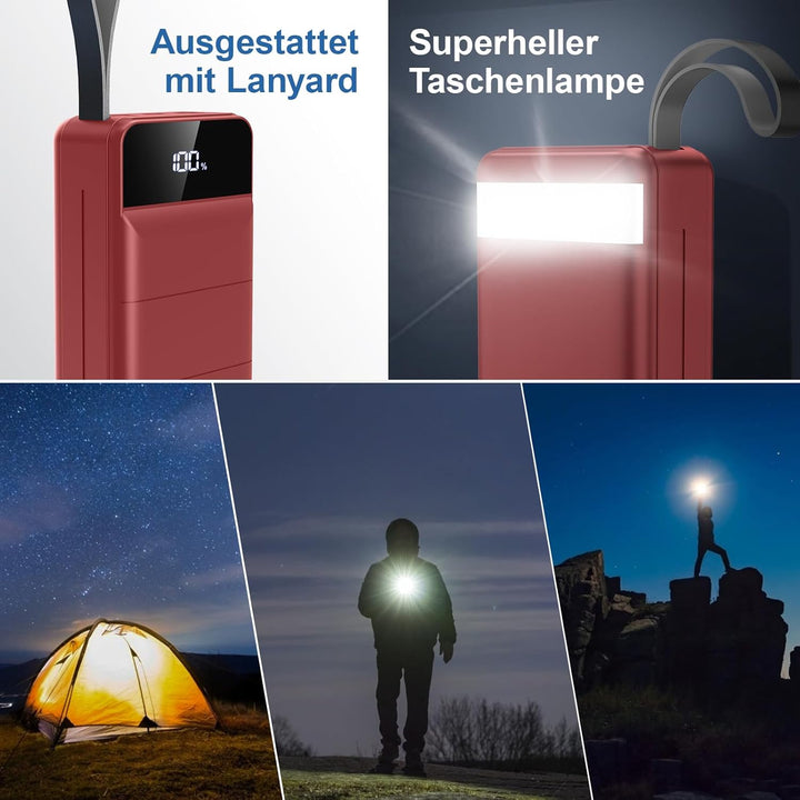 Power Bank 60000mah, 22,5W USB-C Schnellladegerät,Power Bank 4 Ausgängen 3 Eingängen, Externer Akku