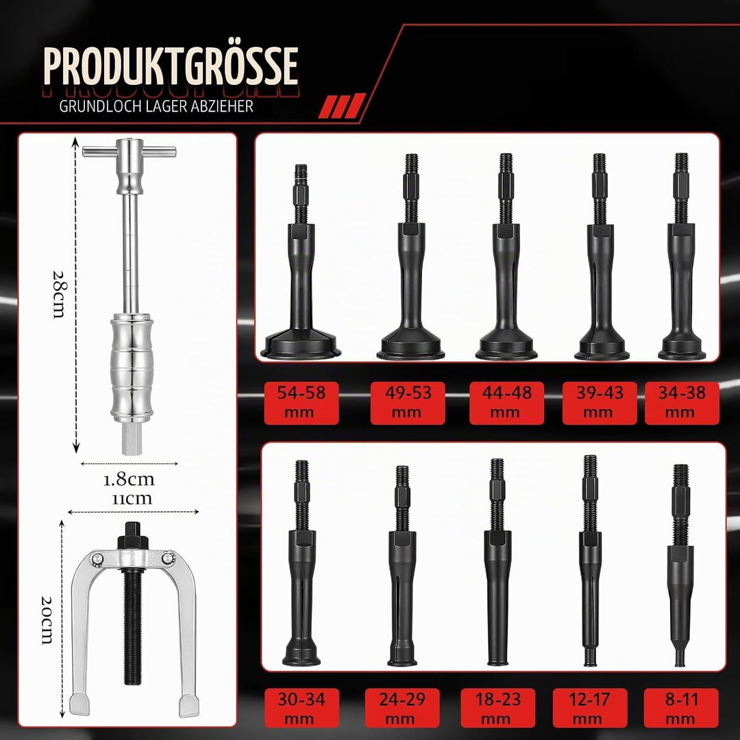 Innenlager Grundloch Abzieher Satz, 8-58mm Innenabzieher Lager, Innenlager Abzieher Set, Kugellager