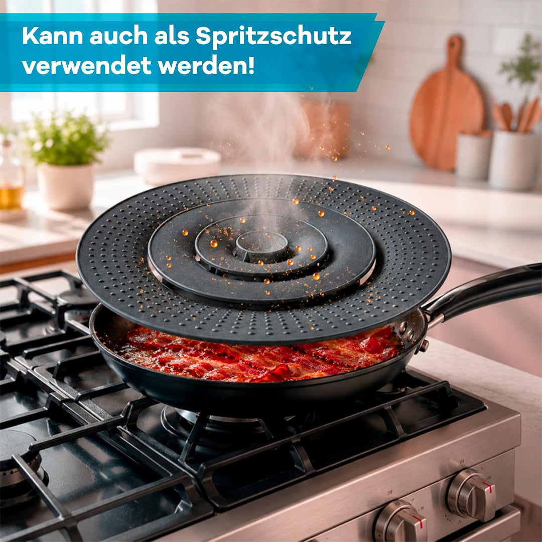 Netrox Überkochschutz und Pfannen Spritzschutz aus Silikon | Überlaufschutz für Töpfe und Pfanne Ø 1