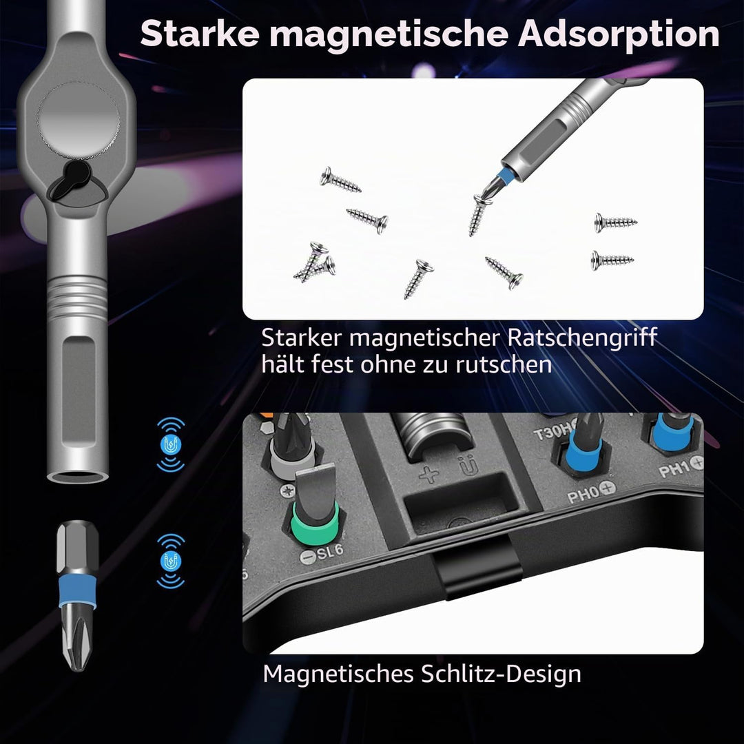 42 in 1 Magnetschraubendreher Set, DIY Ratchet Schraubendreher Set, Multi Bit Magnetanantrieb Set mi