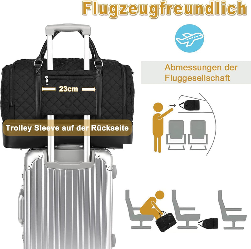 LOIDOU Gross Reisetasche Weekender Bag mit Schuhfach Handgepäck Tasche für Flugzeug Sporttasche Dame