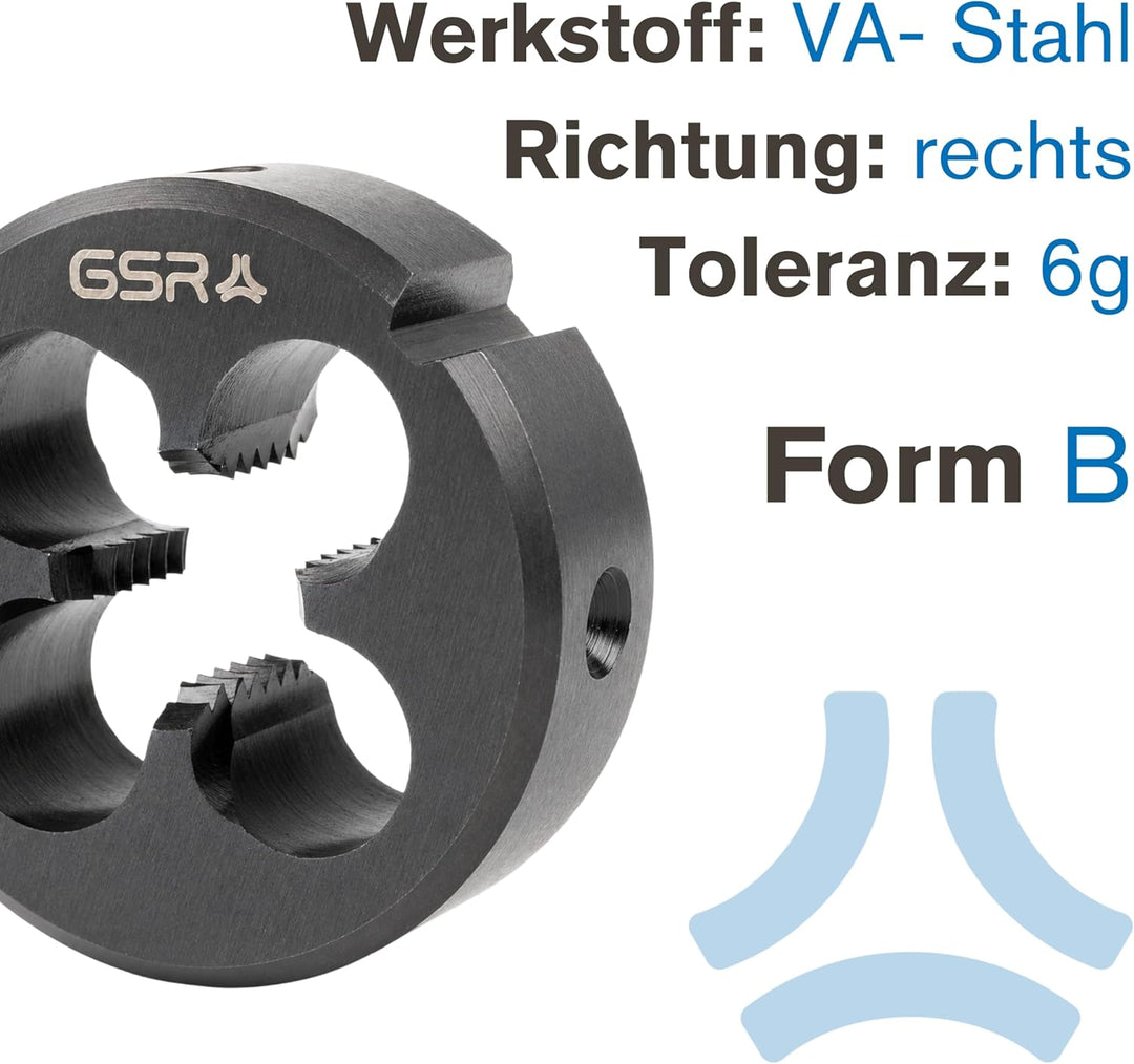 PROFI Schneideisen Metrisch M12, HSSE-VAP für Edelstahl VA, Aussengewinde, DIN 22568, Gewindeschneid