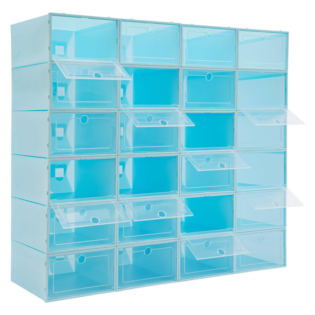 Schuhboxen 24 Pack Schuhkartons, Stapelbar Schuhboxen, Faltbares Schuhaufbewahrung Transparent Schuh