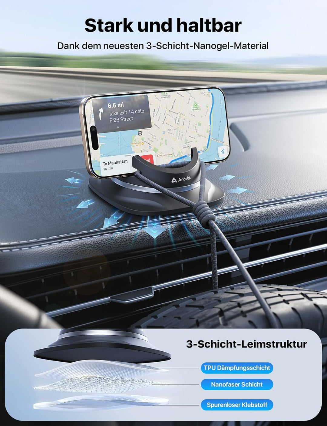 andobil Handyhalterung Auto Handyhalterung [ 2023 Einfach zu Benutzen ] Handy Halterung Auto Armatur