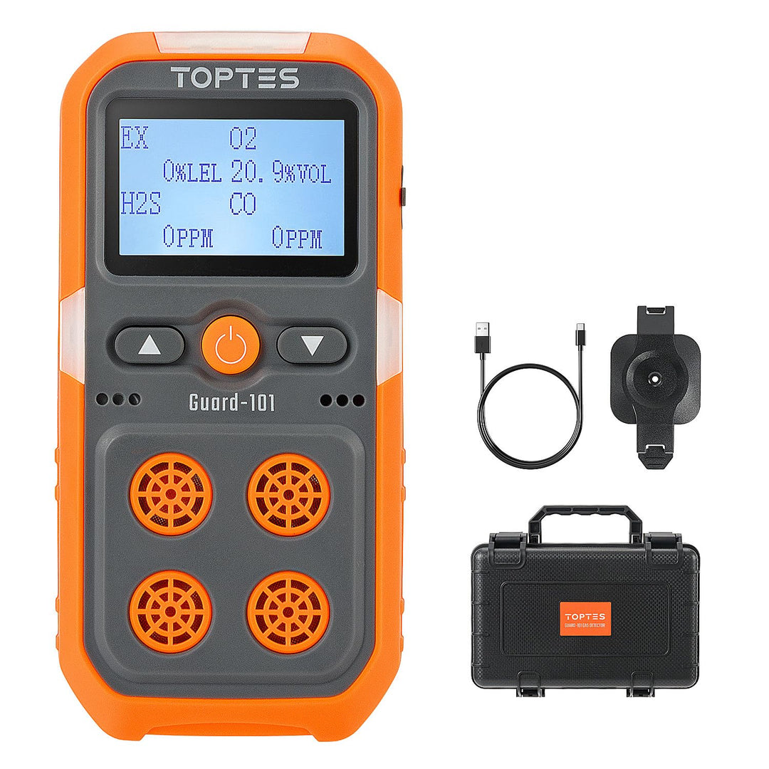 TopTes Guard-101 Gasmelder, 4 Gasmelder Für H2S, CO, LEL Und O2, Mit Vibration, Licht- Und Tonalarm,