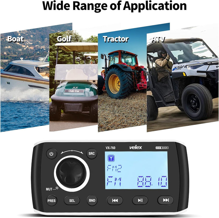 Marine Digital Media Receiver mit wetterfestem Marine Stereo System mit drahtloser Fernbedienung, Ve