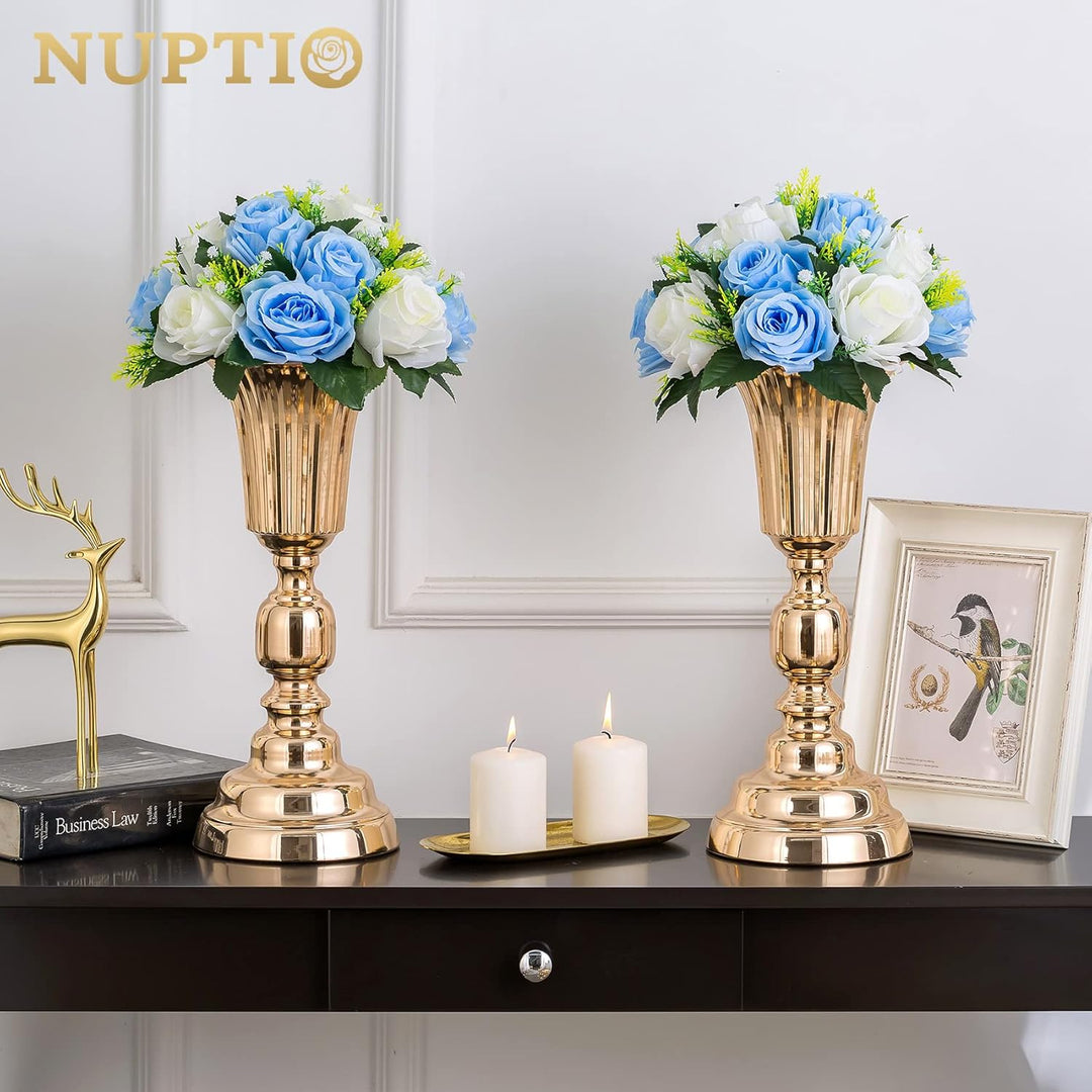 Nuptio 6 künstliche Blumensträusse künstlicher Blumenstrauss, 15 Plastikrosen im Strauss mit Halter,