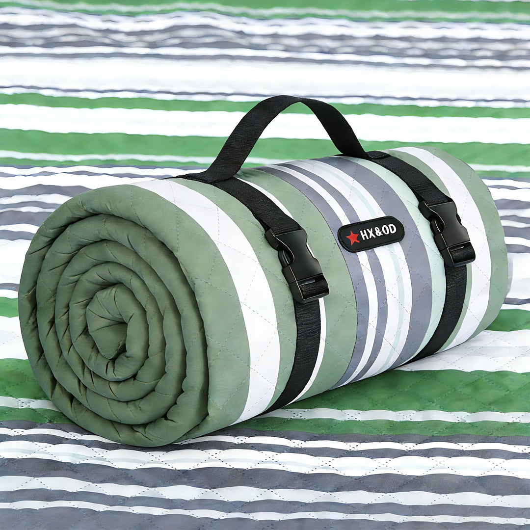 HX&OD Wasserdichte, faltbare Outdoor-Picknickdecke, 203,2 x 203,2 cm, 3-lagig, tragbar mit Gurt, für