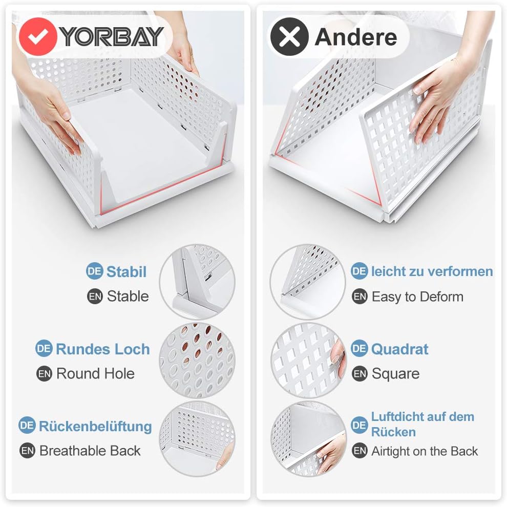 Yorbay Schubladenbox Stapelbare Kleiderschrank Organizer, Regal Aufbewahrungsbox, für Kleidung Küche